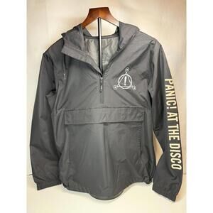 Panic! At The Disco Jacket Mens Black Anorak Windbreaker Quarter Zip Hoodie